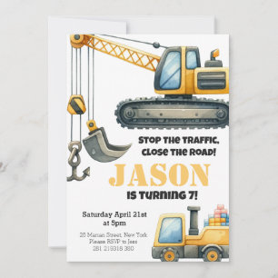 Invitation Anniversaire de enfant de construction Bulldozer