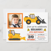 Invitation Anniversaire de enfant de construction Bulldozer P (Devant)