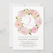 Invitation Anniversaire de enfant de couronne de pivoine rose (Devant)