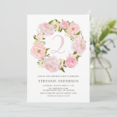 Invitation Anniversaire de enfant de couronne de pivoine rose (Debout devant)
