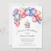 Invitation Anniversaire de enfant de Cupcake d'arc de ballon  (Devant)