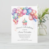 Invitation Anniversaire de enfant de Cupcake d'arc de ballon  (Debout devant)