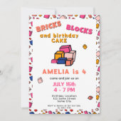 Invitation Anniversaire de enfant de dessin Motif de briques  (Devant)