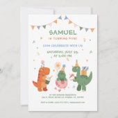 Invitation Anniversaire de enfant de dinosaures enfantins col (Devant)