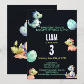 Invitation Anniversaire de enfant de dinosaures jo (Devant / Derrière)