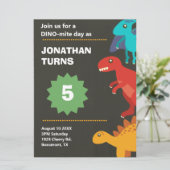 Invitation Anniversaire de enfant de dinosaures moderne (Debout devant)
