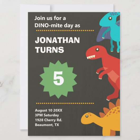 Invitation Anniversaire de enfant de dinosaures moderne (Devant)