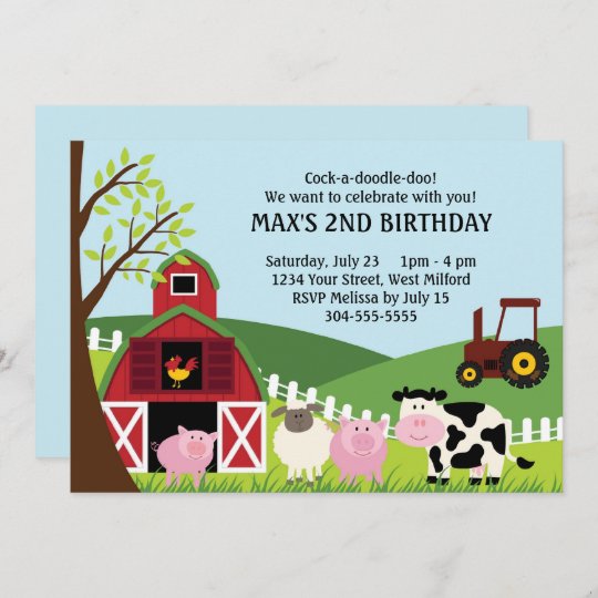 Invitation Anniversaire De Enfant De Ferme Zazzle Be