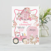 Invitation Anniversaire de enfant de ferme rose (Debout devant)