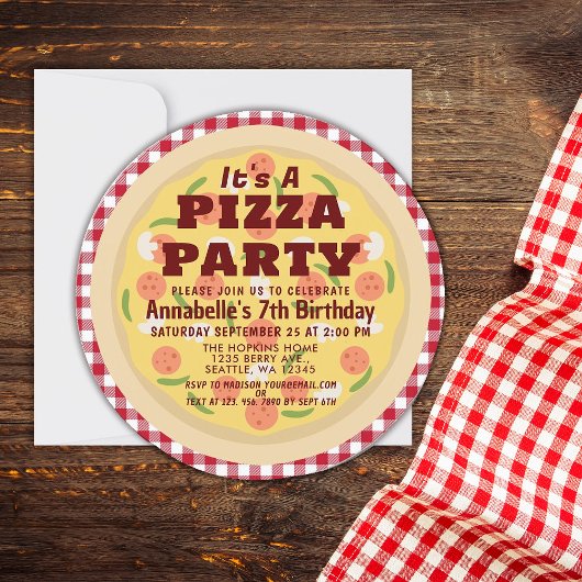 Invitation Anniversaire de enfant de fête de la pizza