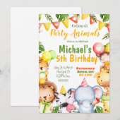 Invitation Anniversaire de enfant de fêtes animaux sauvages S (Devant / Derrière)