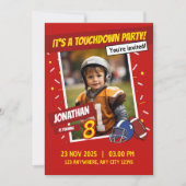 Invitation Anniversaire de enfant de football américain rouge (Devant)