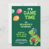 Invitation Anniversaire de enfant de football Dinosaur vert c (Devant)