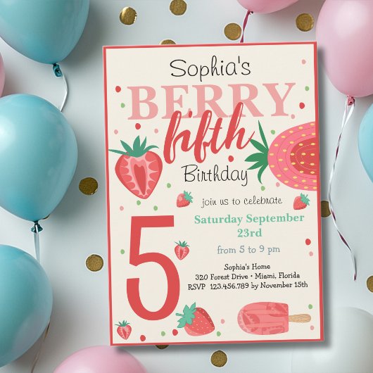 Invitation Anniversaire de enfant de fraise Berry
