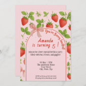 Invitation Anniversaire de enfant de fraise sucrée (Devant / Derrière)