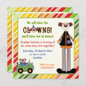 Invitation Anniversaire de enfant de frontière rayé clown col (Devant / Derrière)