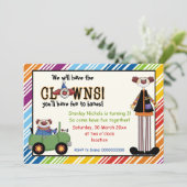 Invitation Anniversaire de enfant de frontière rayé clown col (Debout devant)