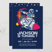 Invitation Anniversaire de enfant de fusée spatiale de l'astr (Devant / Derrière)