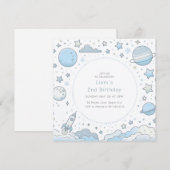 Invitation Anniversaire de enfant de fusée spatiale de l'astr (Devant / Derrière)