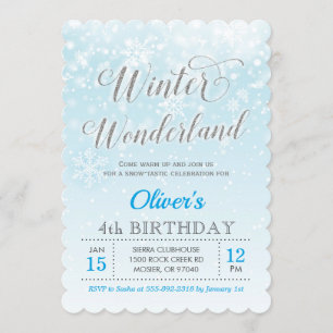 Invitation Anniversaire de enfant de garçon bleu de flocon de