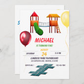 Invitation Anniversaire de enfant de jeu Park Playground (Devant / Derrière)