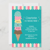 Invitation Anniversaire de enfant de la crème glacée Turquois (Devant)