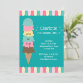Invitation Anniversaire de enfant de la crème glacée Turquois (Debout devant)