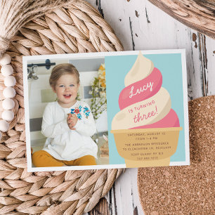 Invitation Anniversaire de enfant de la fête de la crème glac