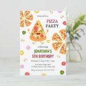 Invitation Anniversaire de enfant de la fête de la pizza colo (Debout devant)