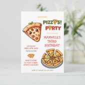 Invitation Anniversaire de enfant de la fête de la pizza Cute (Debout devant)