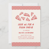 Invitation Anniversaire de enfant de la fête de la Pizza Roug (Devant)