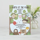 Invitation Anniversaire de enfant de la fête du parc de dessi (Debout devant)