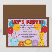 Invitation Anniversaire de enfant de la jungle de Cute Safari (Devant / Derrière)