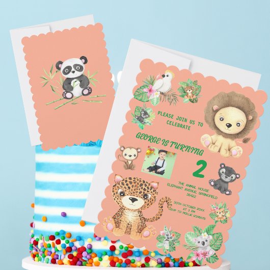 Invitation Anniversaire de enfant de la jungle de Safari trop