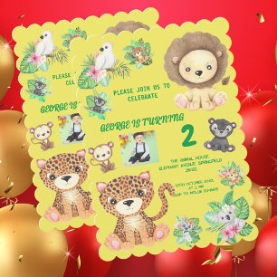 Invitation Anniversaire de enfant de la jungle de Safari trop