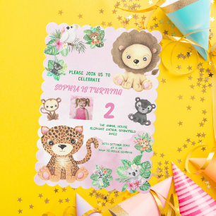 Invitation Anniversaire de enfant de la jungle de Safari trop