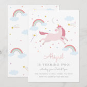 Invitation Anniversaire de enfant de la licorne magique (Devant / Derrière)