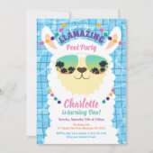 Invitation Anniversaire de enfant de la Llama Alpaca Pool Par (Devant)
