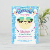 Invitation Anniversaire de enfant de la Llama Alpaca Pool Par (Debout devant)