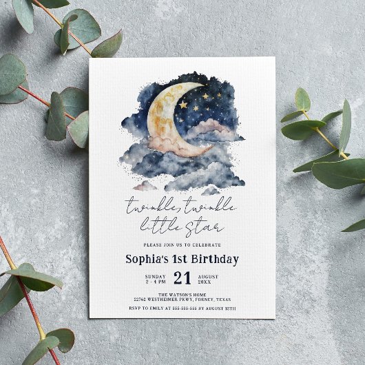Invitation Anniversaire de enfant de la lune Little Star Wate