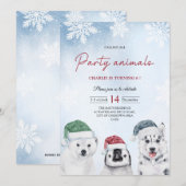 Invitation Anniversaire de enfant de la partie de l'Arctique (Devant / Derrière)