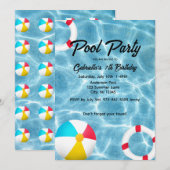 Invitation Anniversaire de enfant de la partie de pool (Devant / Derrière)