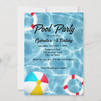 Invitation Anniversaire de enfant de la partie de pool