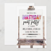 Invitation Anniversaire de enfant de la partie Peinture à l'E (Devant / Derrière)