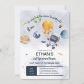 Invitation Anniversaire de enfant de la partie spatiale Astro (Devant)