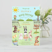 Invitation Anniversaire de enfant de lapins de lapin mignon (Debout devant)