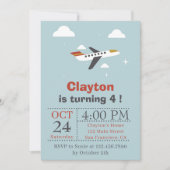 Invitation Anniversaire de enfant de l'avion et des nuages (Devant)