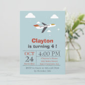 Invitation Anniversaire de enfant de l'avion et des nuages (Debout devant)