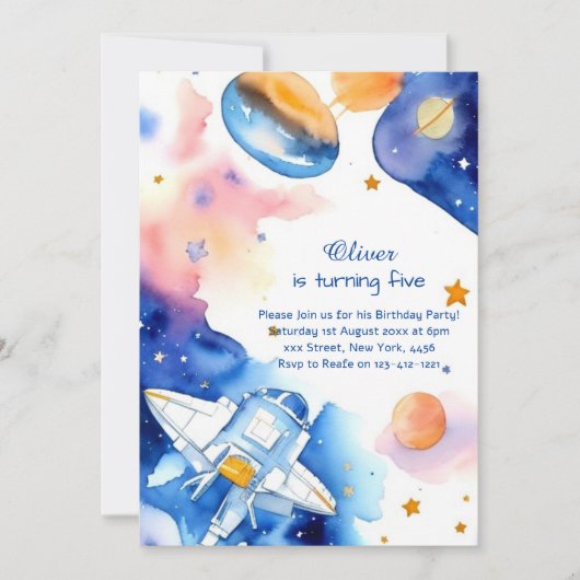Invitation Anniversaire de enfant de l'espace Boho (Devant)
