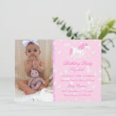 Invitation Anniversaire de enfant de licorne rose (Debout devant)